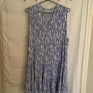 Nine West Blue and White Patterned Midi Dress
